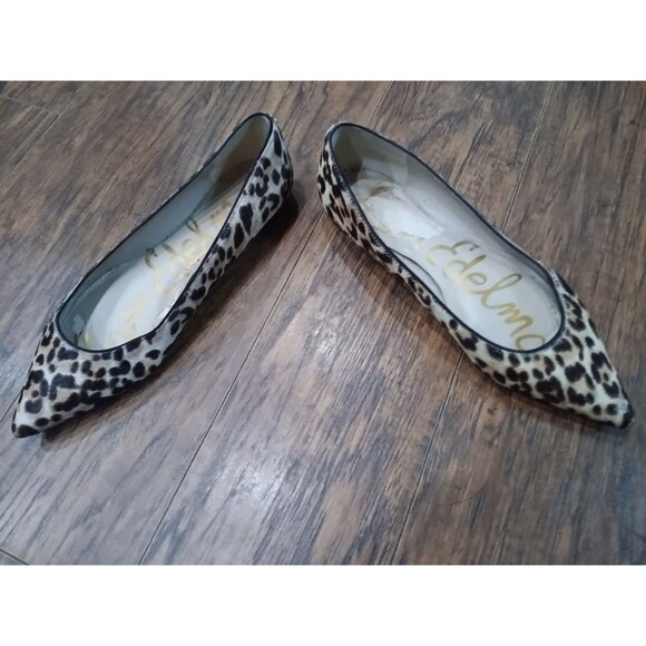 Size 7.5 Sam Edelman Lior Leopard Print Calf Hair Loafer Flats - Picture 6 of 6